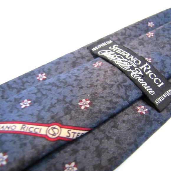 STEFANO RICCI Tie Gun Metal Gray Micro Floral - Picture 1 of 7